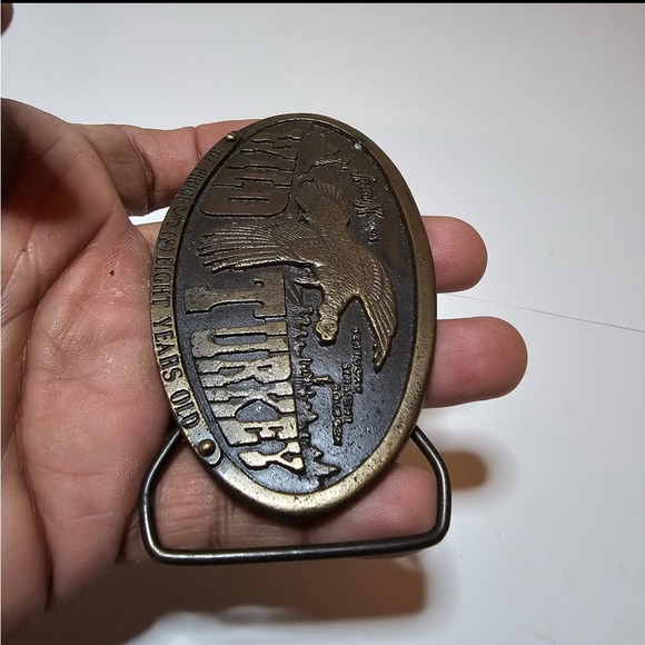 Vintage Austin Nichols Wild Turkey Oval Belt Buckle 1974 Bergamot Brass Works - Picture 5 of 8